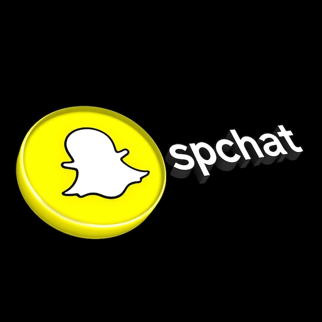 Photo snapchat logo with 3d render opaque glass material vibrant glow yellow and white color scheme isola