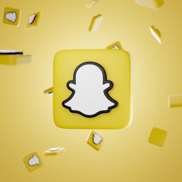 snapchat logo with scattered pile of icons background