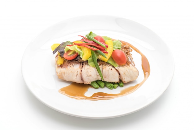 snapper fish steak with vagetable