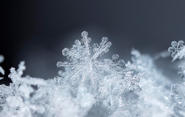 snapshot of a small snowflake taken during a snowfall