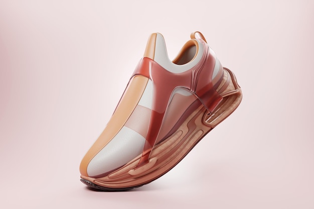 Sneaker premium 3d Render Object isolated on a beige background