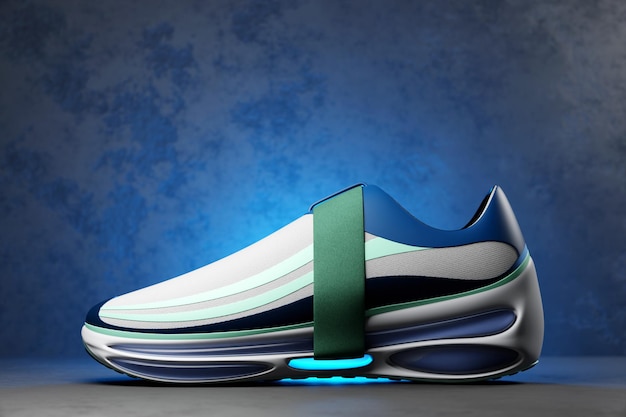 Sneaker premium 3d Render Object isolated on a blue background