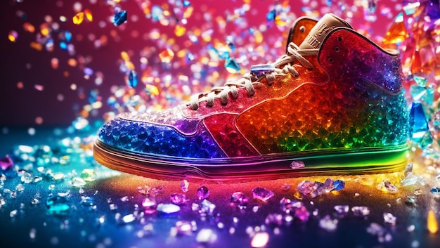 Sneaker with crystals background