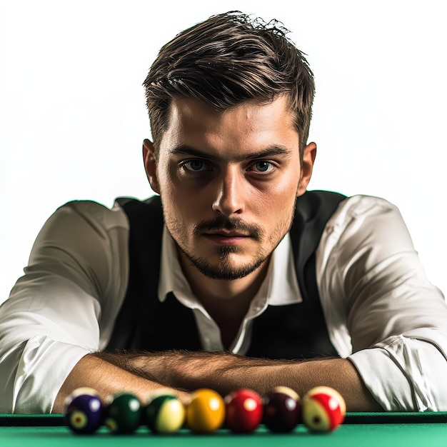 Snooker Player isolated on a solid white background