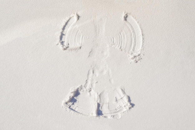 Snow angel made in the white snow