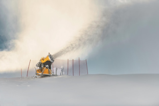 A snow cannon in action