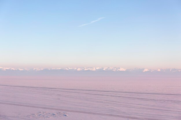 Snow capped mountains winter landscape