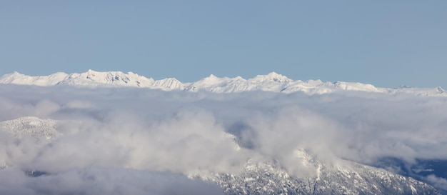 Snow and Cloud covered Canadian Nature Landscape Background Whistler