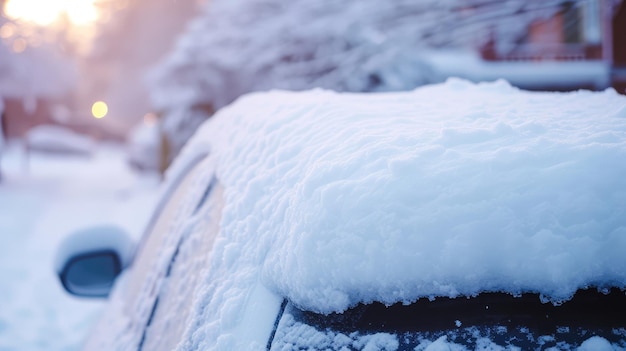 Photo snow covered car on a chilly winter morning