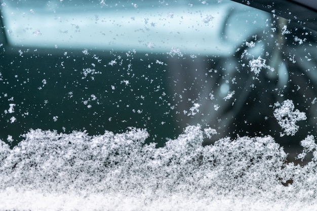 Snow covered car window