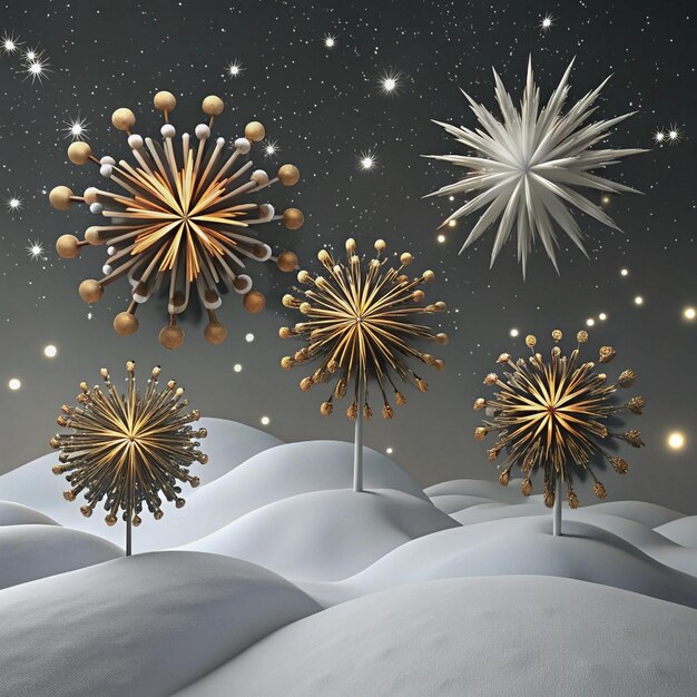 Photo a snow covered field with stars and a star that says  dandelion