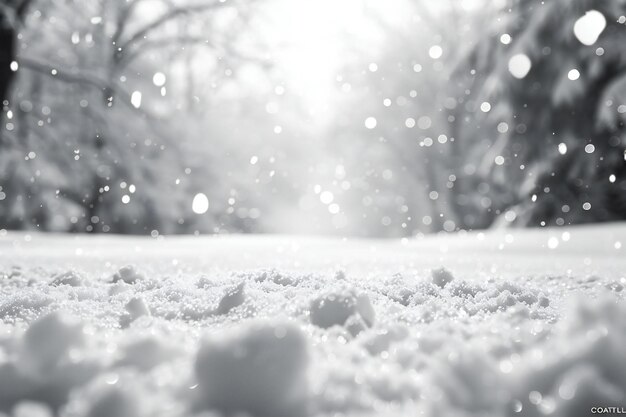 Photo a snow covered ground with a bunch of snow in the middle of it