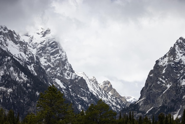 Snow Covered Mountains in American Landscape Spring Season