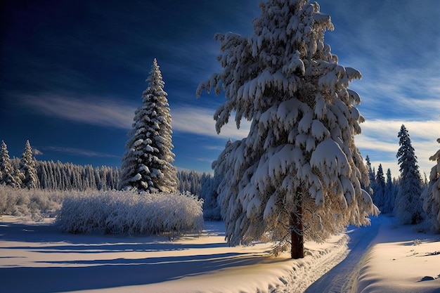 Snow covered pine trees lovely winter scenes and frosty nature