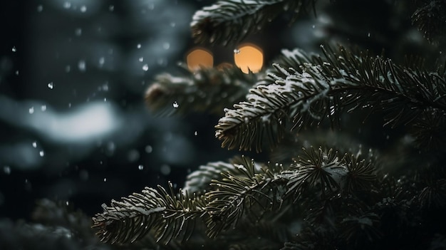 A snow covered tree with a sign that says'christmas'on it