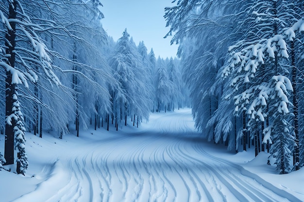 Snow covered trees in the forest