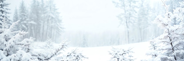 Photo snow covered winter forest with foggy atmosphere background image