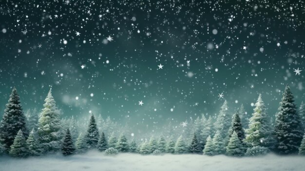 Photo snow covers the winter landscape when it snows with merry christmas text winter holiday background