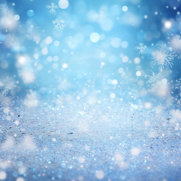 snow flakes are falling from the sky in a blue background generative ai