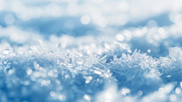 Snow Flakes on Blue Background Close Up