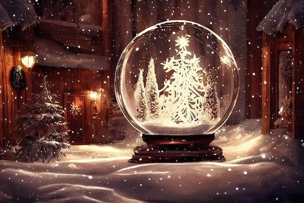 Snow globe with a christmas tree inside