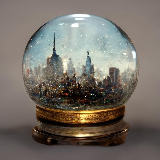 a snow globe with the city of nyc in the background