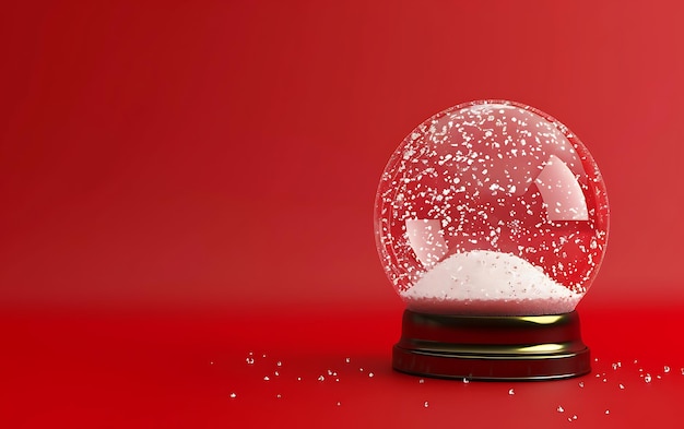 Photo a snow globe with a gold base and a red background