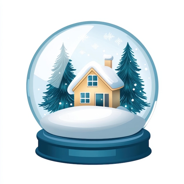 Snow Globe with House and SnowCovered Trees