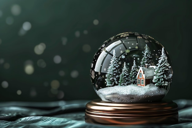 Photo a snow globe with a house and trees inside