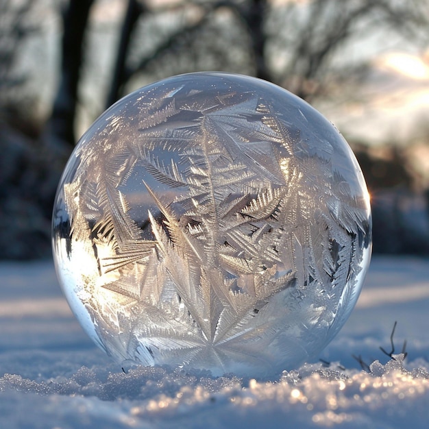 a snow globe with a palm tree in the background