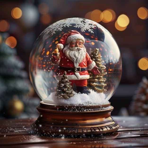 Photo a snow globe with a santa claus on it