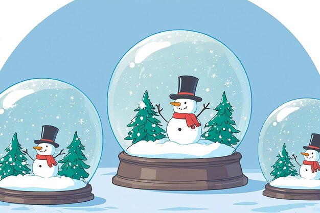 Photo snow globe with winter landscape color vector isolated cartoonstyle illustration