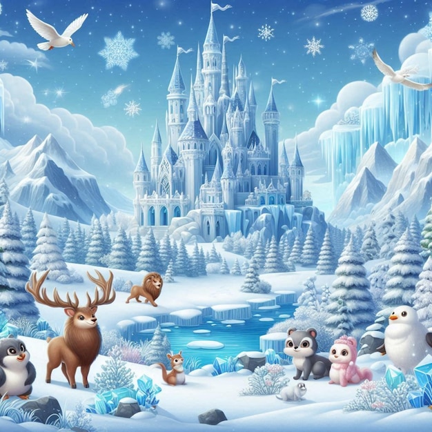 Photo snow ice kingdom high quality image