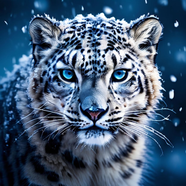 a snow leopard is standing in the snow