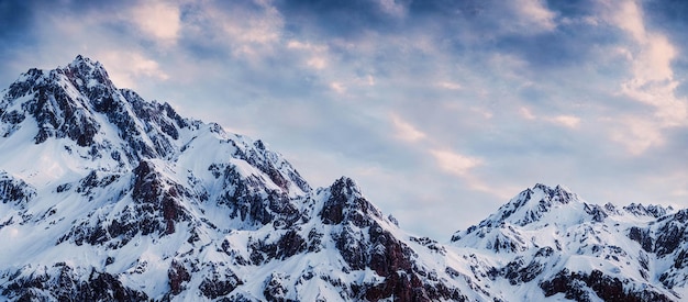 Snow mountain peak landscape with beautiful sky, 3d render