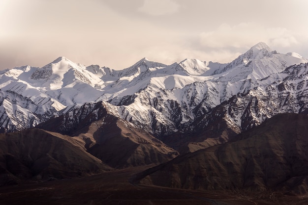 Snow Mountain with Blue Sky from Leh Ladakh India.