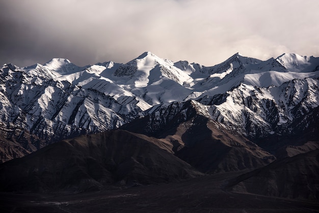 Snow Mountain with Blue Sky from Leh Ladakh India.