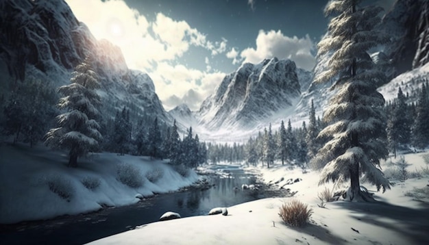 snow mountains landscape