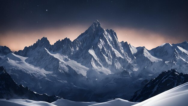 Snow mountains at night Desktop Wallpaper 2