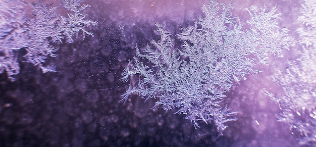 Snow pattern on the glass from frost