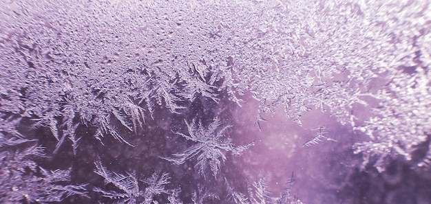 Snow pattern on the glass from frost