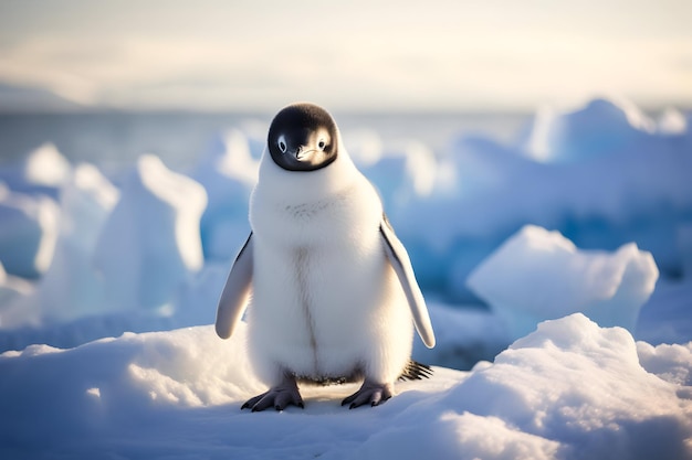 Snow Penguin Standing In Snowy Terrain