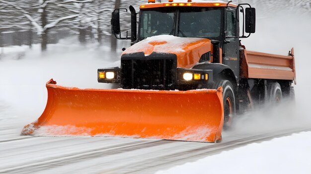 Photo a snow plow is being used to plow a road