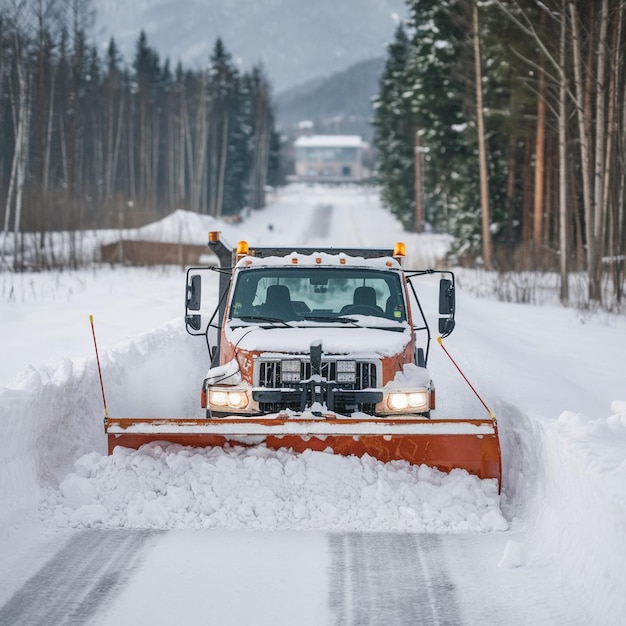 Photo a snow plow is being used to plow a road