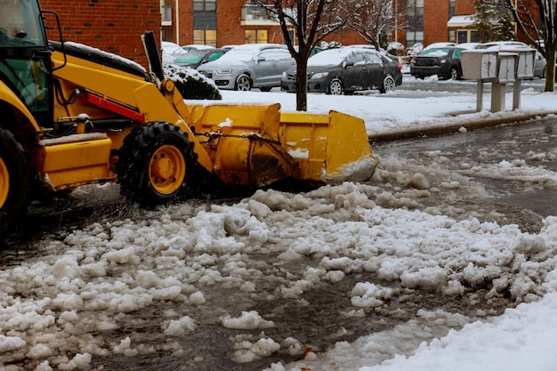 Photo snow removal after snowfall blizzards