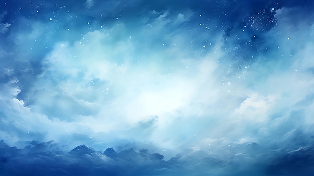 A snow scene with blue clouds on it light beige and azure dark turquoise and white background