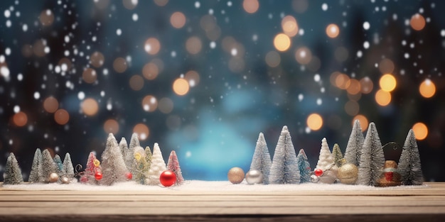 A snow scene with a snowy scene of a christmas tree and a red ball with the word christmas on it.