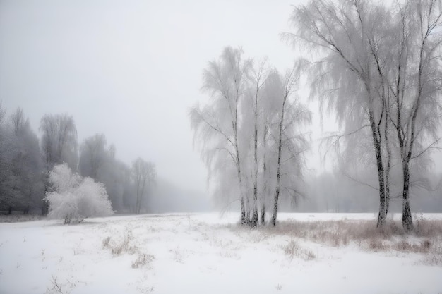 Snow tree landscape Generate Ai