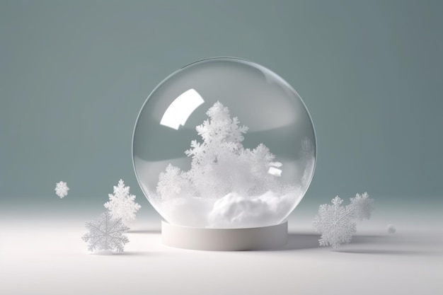 Snowball with snowflakes Generate Ai