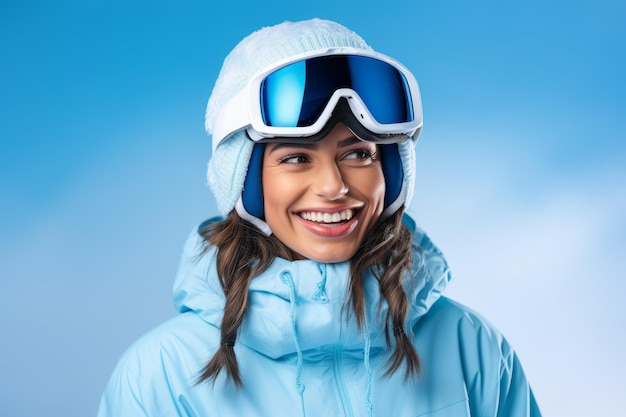 Snowboarder happy woman Happy travel Generate Ai